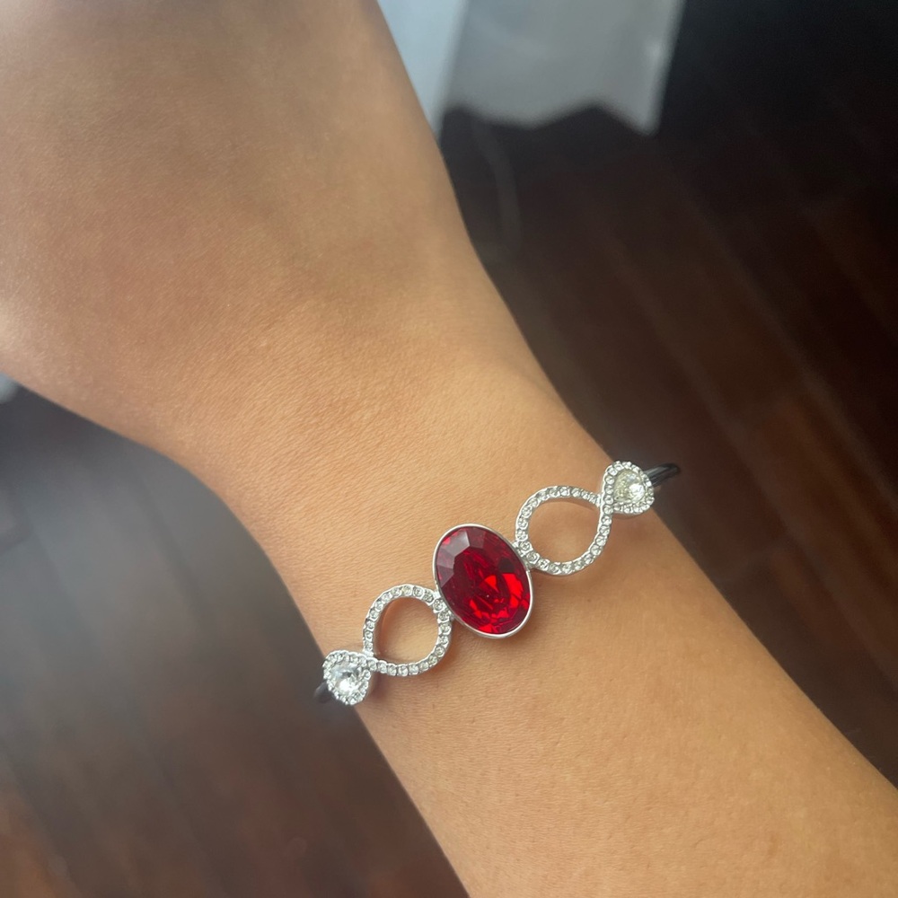 Swarovski crystal cuff with red stone